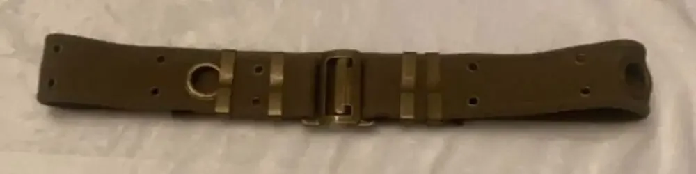 Military Style Olive Green Canvas Webbing Belt with Brass Hardware and Grommets